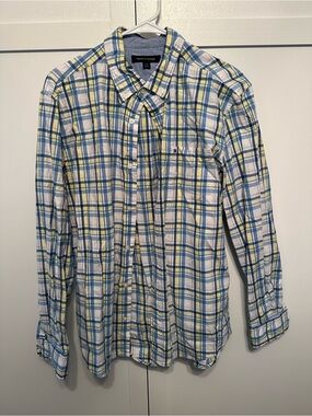 Tommy Hilfiger Blue, Yellow Plaid Button-Down Shirt
